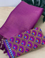 Vibrant Purple Kanjivaram Silk Saree With Two Radiant Blouse Piece