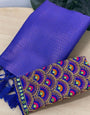 Effulgent Royal Blue Kanjivaram Silk Saree With Two Majestic Blouse Piece