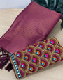 Rhapsodic Wine Kanjivaram Silk Saree With Two Profuse Blouse Piece