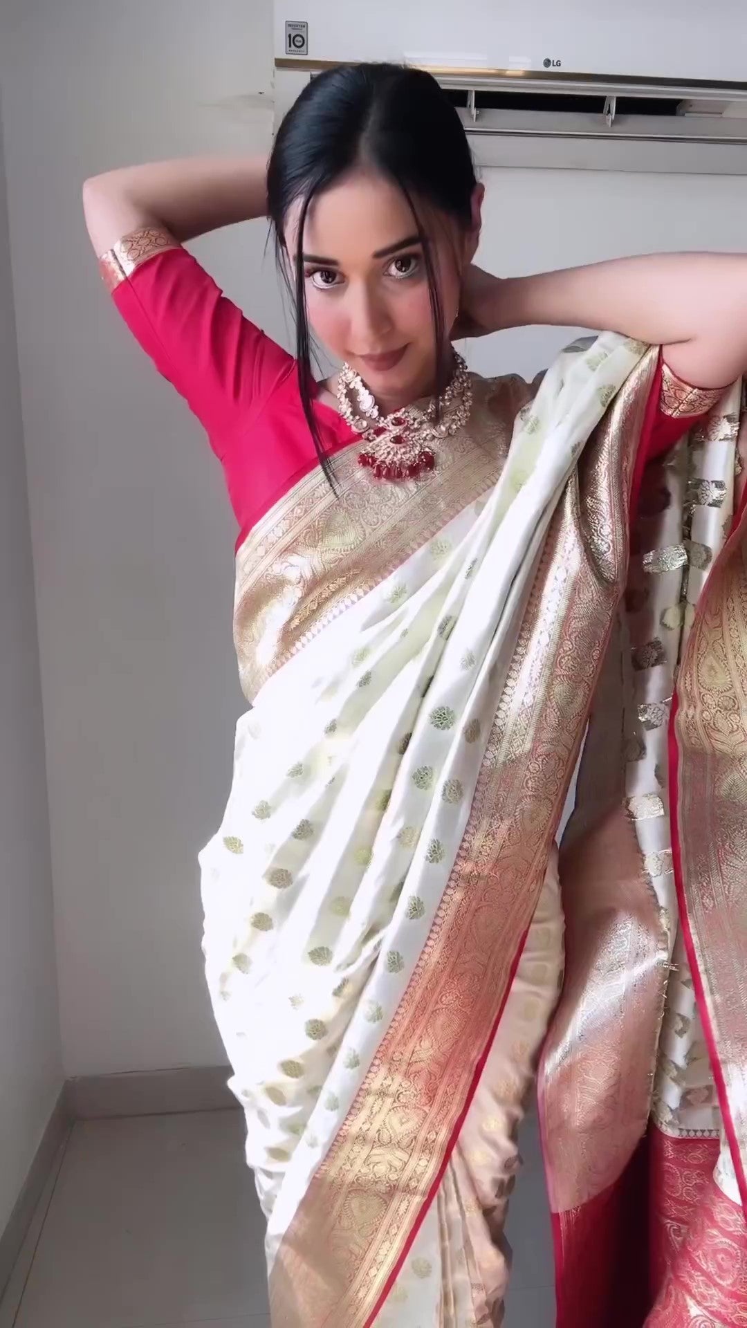 Elegant 1-Minute Ready To Wear Beige Soft Silk Saree