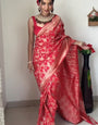 Extraordinary 1-Minute Ready To Wear Red Soft Silk Saree