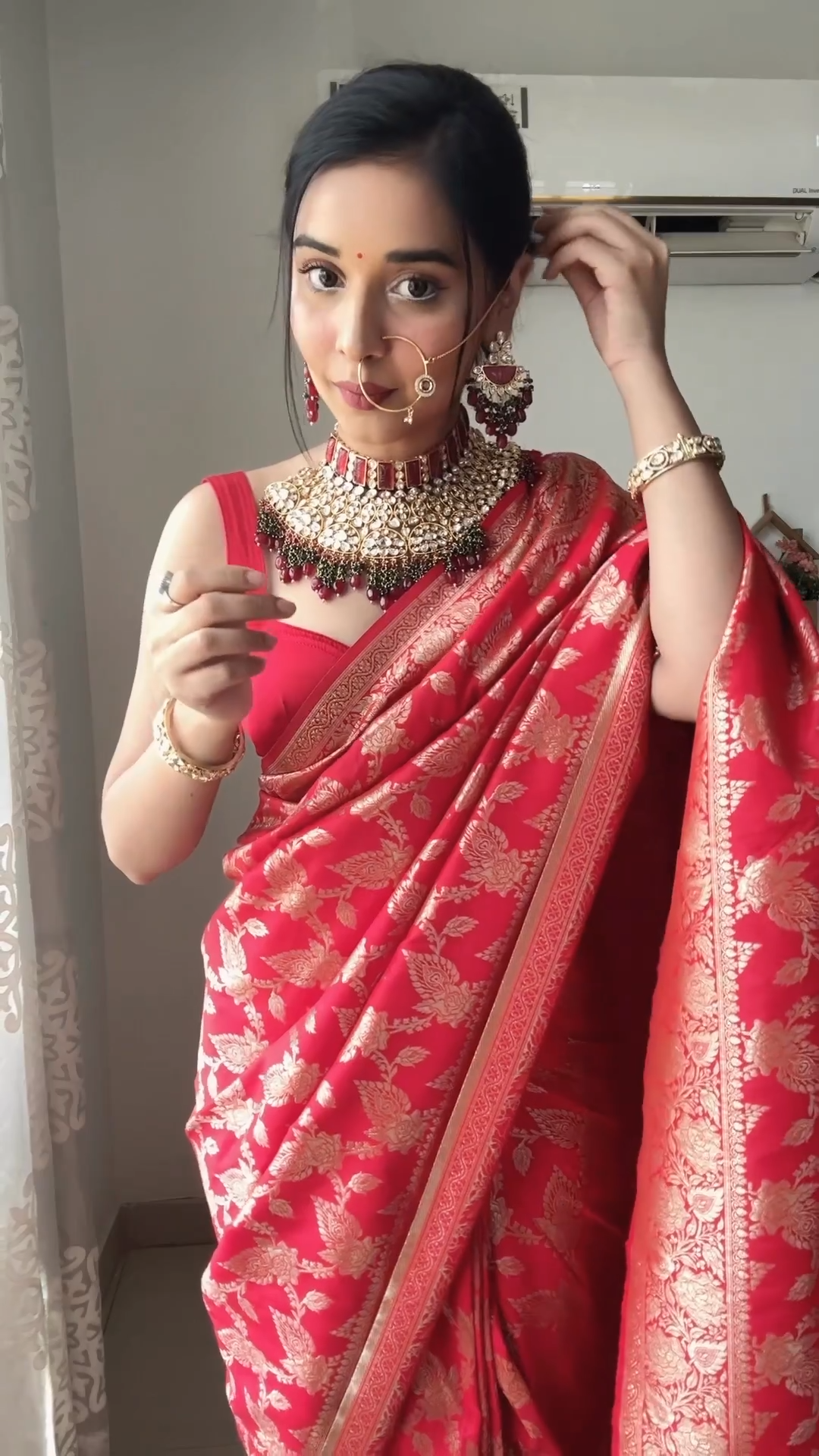 Extraordinary 1-Minute Ready To Wear Red Soft Silk Saree