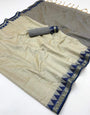 Redolent Grey Cotton Silk Saree With Fugacious Blouse Piece