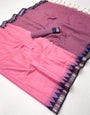 Flaunt Pink Cotton Silk Saree With Phenomenal Blouse Piece