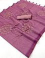 Improbable Pink Printed Cotton Silk Saree With Petrichor Blouse Piece