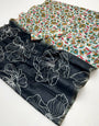 Lissome Black Printed Cotton Silk Saree With Ethereal Blouse Piece