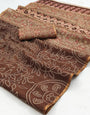 Panoply Brown Printed Cotton Silk Saree With Surreptitious Blouse Piece