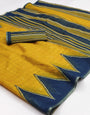 Excellent Yellow Printed Cotton Silk Saree With Beguiling Blouse Piece