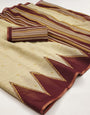 Posh Beige Printed Cotton Silk Saree With Effulgent Blouse Piece