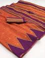 Enamoring Orange Printed Cotton Silk Saree With Impressive Blouse Piece