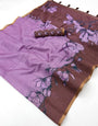 Brood Lavender Printed Cotton Silk Saree With Outstanding Blouse Piece