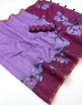 Adoring Lavender Printed Cotton Silk Saree With Felicitous Blouse Piece
