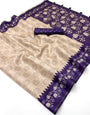 Bucolic Beige Printed Tussar Silk Saree With Prettiest Blouse Piece