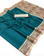 Unique Rama Printed Tussar Silk Saree With Felicitous Blouse Piece