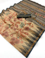 Adorning Brown Printed Cotton Silk Saree With Panoply Blouse Piece