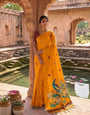 Majestic Mustard Pure Munga Cotton Silk Saree With Beauteous Blouse Piece