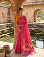 Desirable Dark Pink Pure Munga Cotton Silk Saree With Chatoyant Blouse Piece
