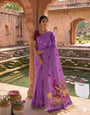 Susurrous Lavender Pure Munga Cotton Silk Saree With Resonant Blouse Piece