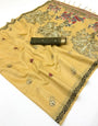 Ineffable Beige Pure Munga Cotton Silk Saree With Posh Blouse Piece
