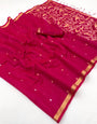 Zephyr Dark Pink Pure Munga Cotton Saree With Eclat Blouse Piece