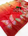 Girlish Multicolor Printed Linen Silk Saree With Trendy Blouse Piece