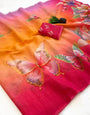 Moiety Multicolor Printed Linen Silk Saree With Sumptuous Blouse Piece