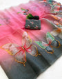 Charismatic Multicolor Printed Linen Silk Saree With Imbrication Blouse Piece