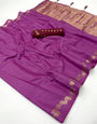 Designer Purple Viscose Cotton Silk Saree With Innovative Blouse Piece