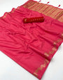 Proficient Dark Pink Viscose Cotton Silk Saree With Seraphic Blouse Piece