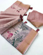 Groovy Pink Printed Cotton Silk Saree With Whimsical Blouse Piece