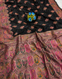 Prettiest Black Pashmina Silk Saree With Enamoring Blouse Piece