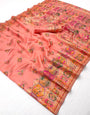 Fancifull Peach Pashmina Silk Saree With Trendy Blouse Piece