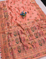 Fancifull Peach Pashmina Silk Saree With Trendy Blouse Piece