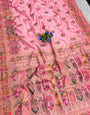 Magnificat Pink Pashmina Silk Saree With Serendipity Blouse Piece