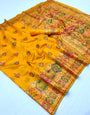 Innovative Yellow Pashmina Silk Saree With Piquant Blouse Piece