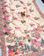 Resonant Beige Pashmina Silk Saree With Blissful Blouse Piece