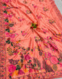 Confounding Peach Pashmina Silk Saree With Prominent Blouse Piece