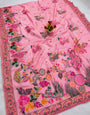 Luxuriant Pink Pashmina Silk Saree With Lassitude Blouse Piece