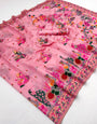 Luxuriant Pink Pashmina Silk Saree With Lassitude Blouse Piece