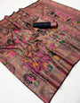 Delectable Black Pashmina Silk Saree With Marvellous Blouse Piece