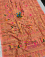 Designer Peach Pashmina Silk Saree With Conflate Blouse Piece