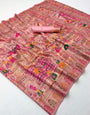 Engaging Pink Pashmina Silk Saree With Evanescent Blouse Piece