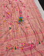 Engaging Pink Pashmina Silk Saree With Evanescent Blouse Piece