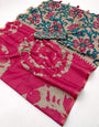 Exemplary Dark Pink Printed Cotton Silk Saree With Surpassing Blouse Piece