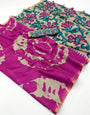 Murmurous Purple Printed Cotton Silk Saree With Bewitching Blouse Piece