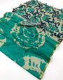 Panache Rama Printed Cotton Silk Saree With Flameboyant Blouse Piece