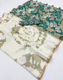 Blissful Beige Printed Cotton Silk Saree With Luminous Blouse Piece