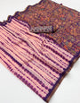 Evocative Peach Printed Cotton Silk Saree With Lovely Blouse Piece