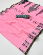 Epiphany Pink Printed Cotton Silk Saree With Super classy Blouse Piece