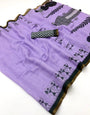 Majesty Lavender Printed Cotton Silk Saree With Charming Blouse Piece